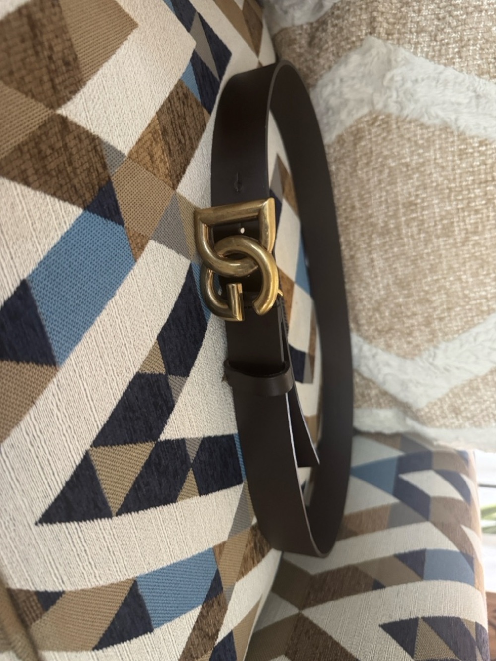 Men Dolce & Gabbana brown and gold Leather Logo-Stamped Belt